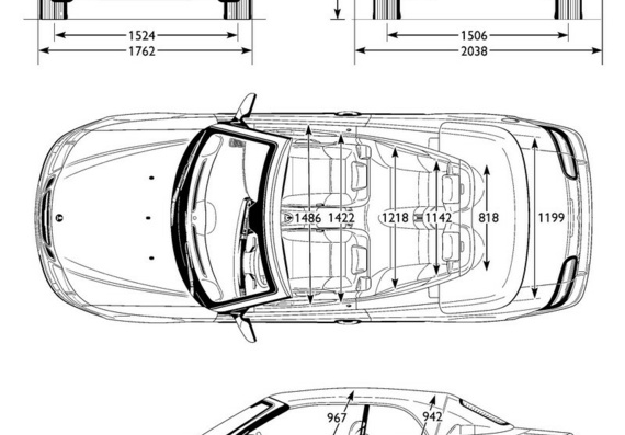 Saab 9-3 Convertible (2006) (Сааб 9-3 Конвертейбл (2006)) - чертежи (рисунки) автомобиля